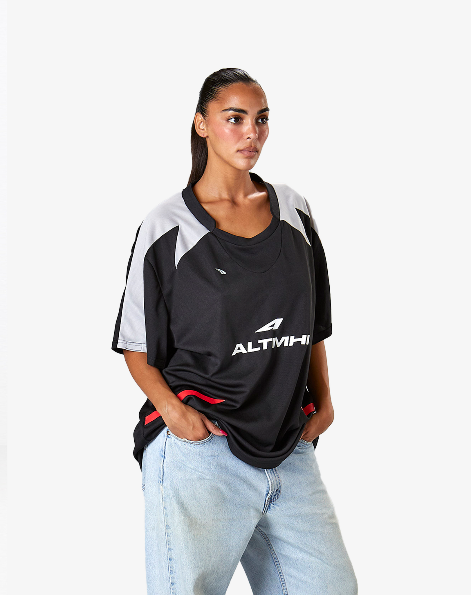 ALTMHI SOCCER T-SHIRT OVERSIZED BLACK DETACHABLE SLEEVE